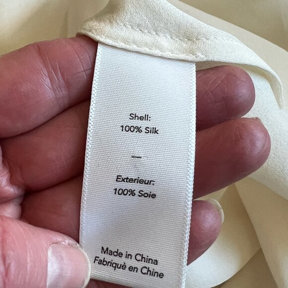 Elizabeth & James 100% Silk Blouse Cream V Neck Quiet Luxury Cottagecore Chic S - Picture 6 of 13